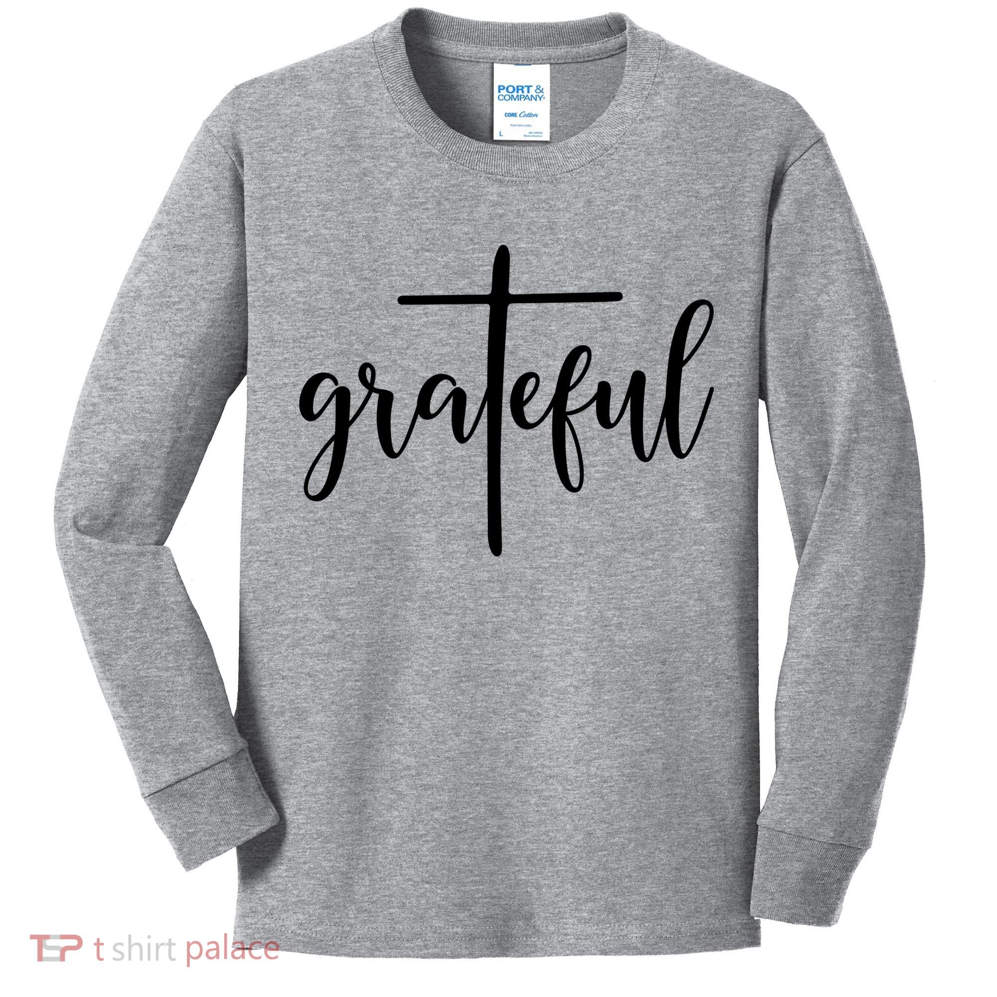 The Grateful Cross Faith Christian Religious Jesus Easter Kids Long Sleeve Shirt