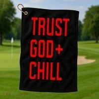 Trust God Chill Funny Christian Golf Towel thumb 1