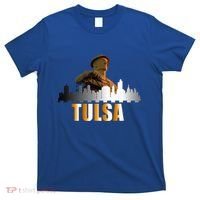 The Golden Driller Of Tulsa Oklahoma And The Tulsa Skyline T-Shirt thumb 0