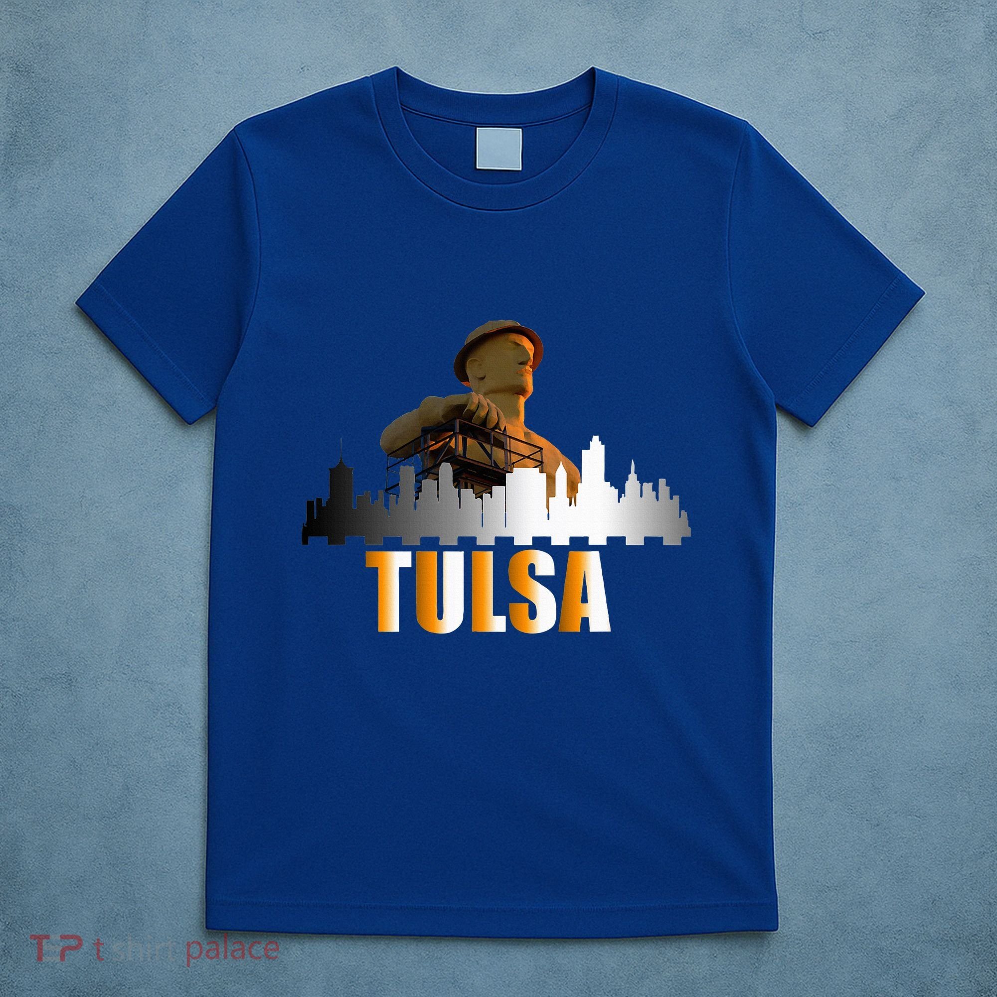 The Golden Driller Of Tulsa Oklahoma And The Tulsa Skyline T-Shirt
