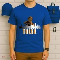 The Golden Driller Of Tulsa Oklahoma And The Tulsa Skyline T-Shirt thumb 6