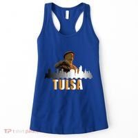 The Golden Driller Of Tulsa Oklahoma And The Tulsa Skyline Women's Tank Top thumb 0