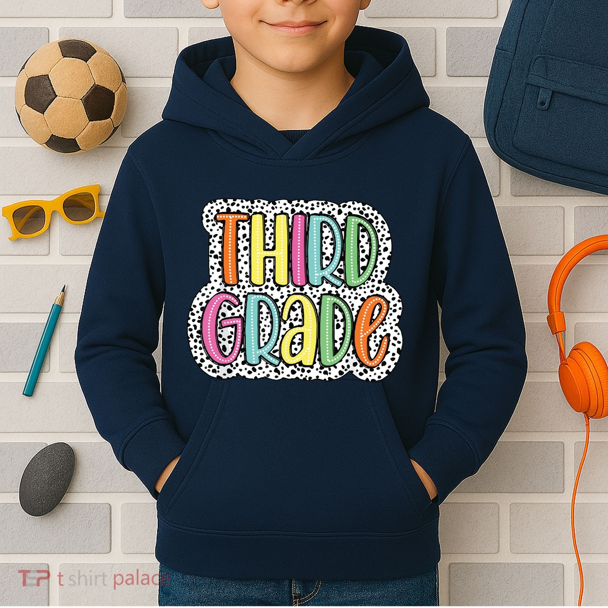 Third Grade Dalmatian Dots 3rd Dream Team Back To School Kids Hoodie