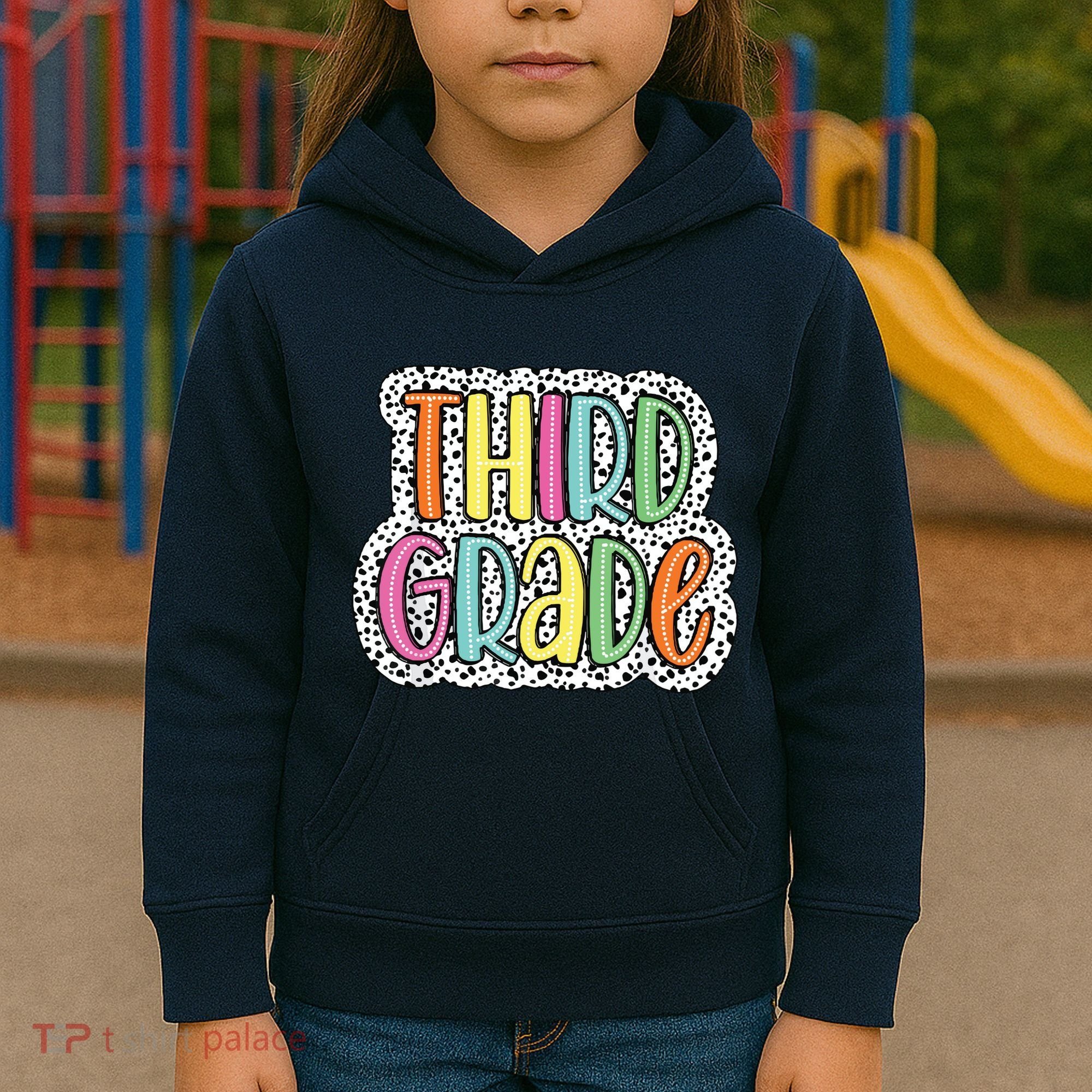Third Grade Dalmatian Dots 3rd Dream Team Back To School Kids Hoodie