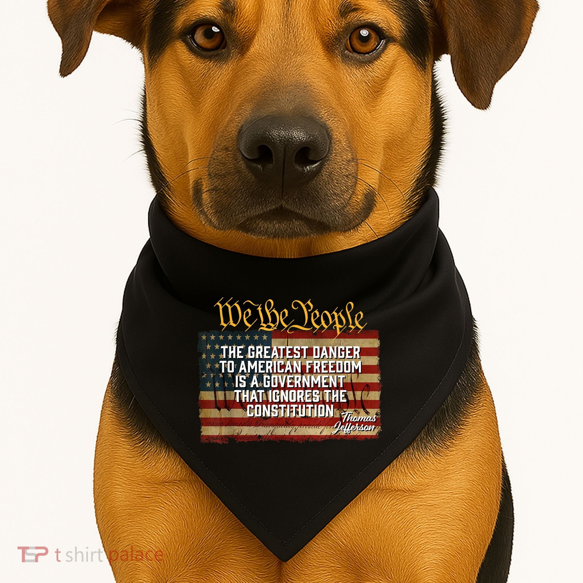 The Greatest Danger To American Freedom Thomas Jefferson USA-Made Doggie Bandana