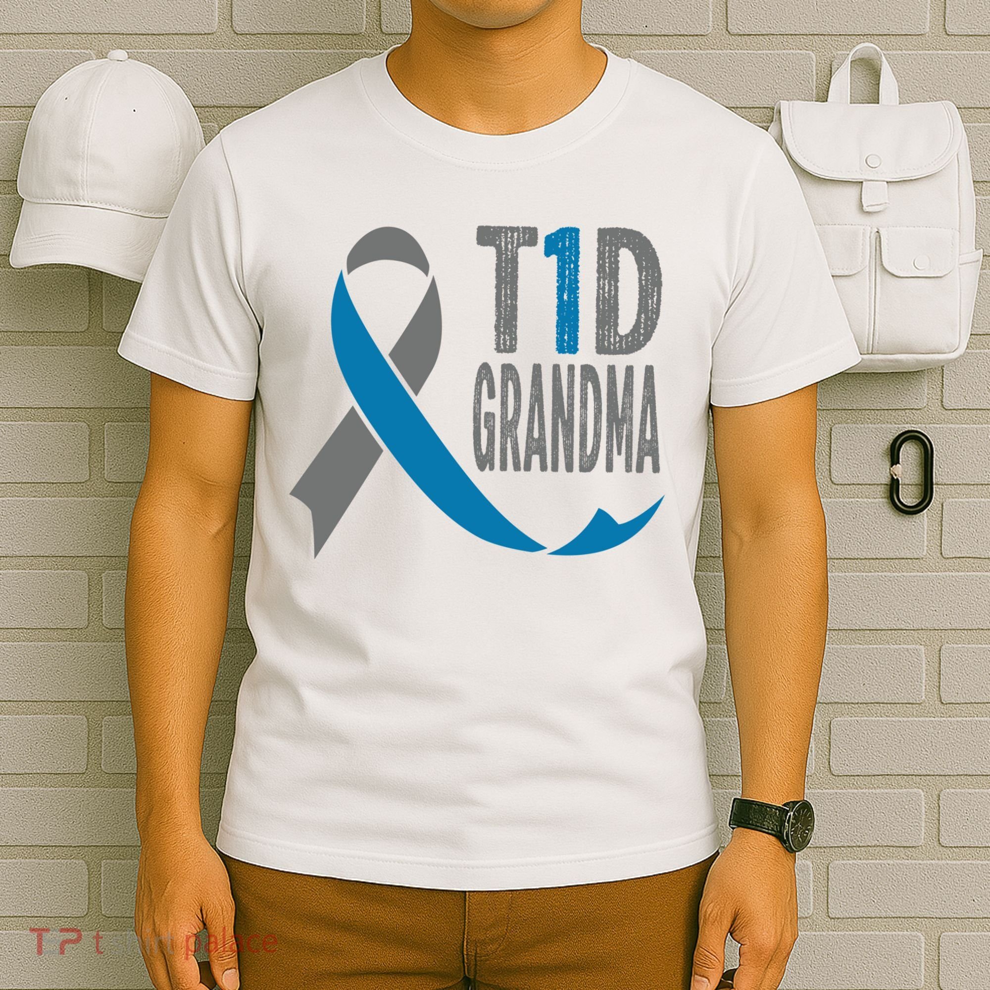 T1d Grandma Diabetic Gift For Grandparents Type 1 Diabetes Gift T-Shirt