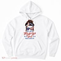 Trump Girl Deal With It Messy Bun Hair Us Flag Glasses Humor Hoodie thumb 0