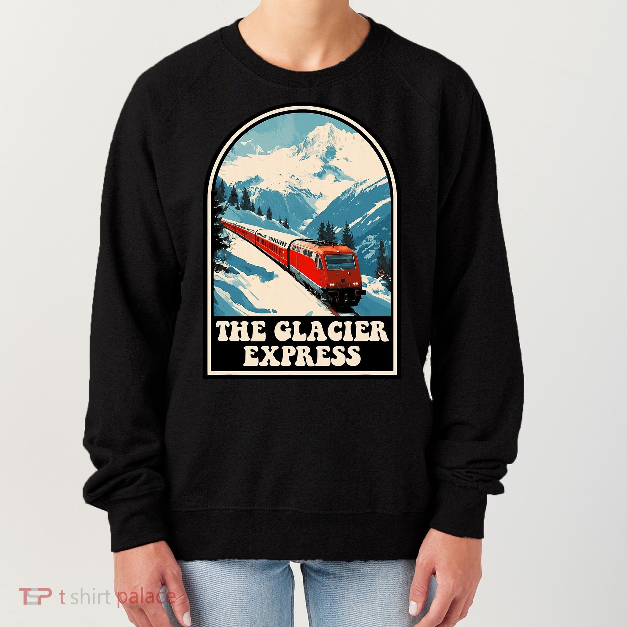 The Glacier Express Switzerland Swiss Train Mountains Winter Women's Sweatshirt
