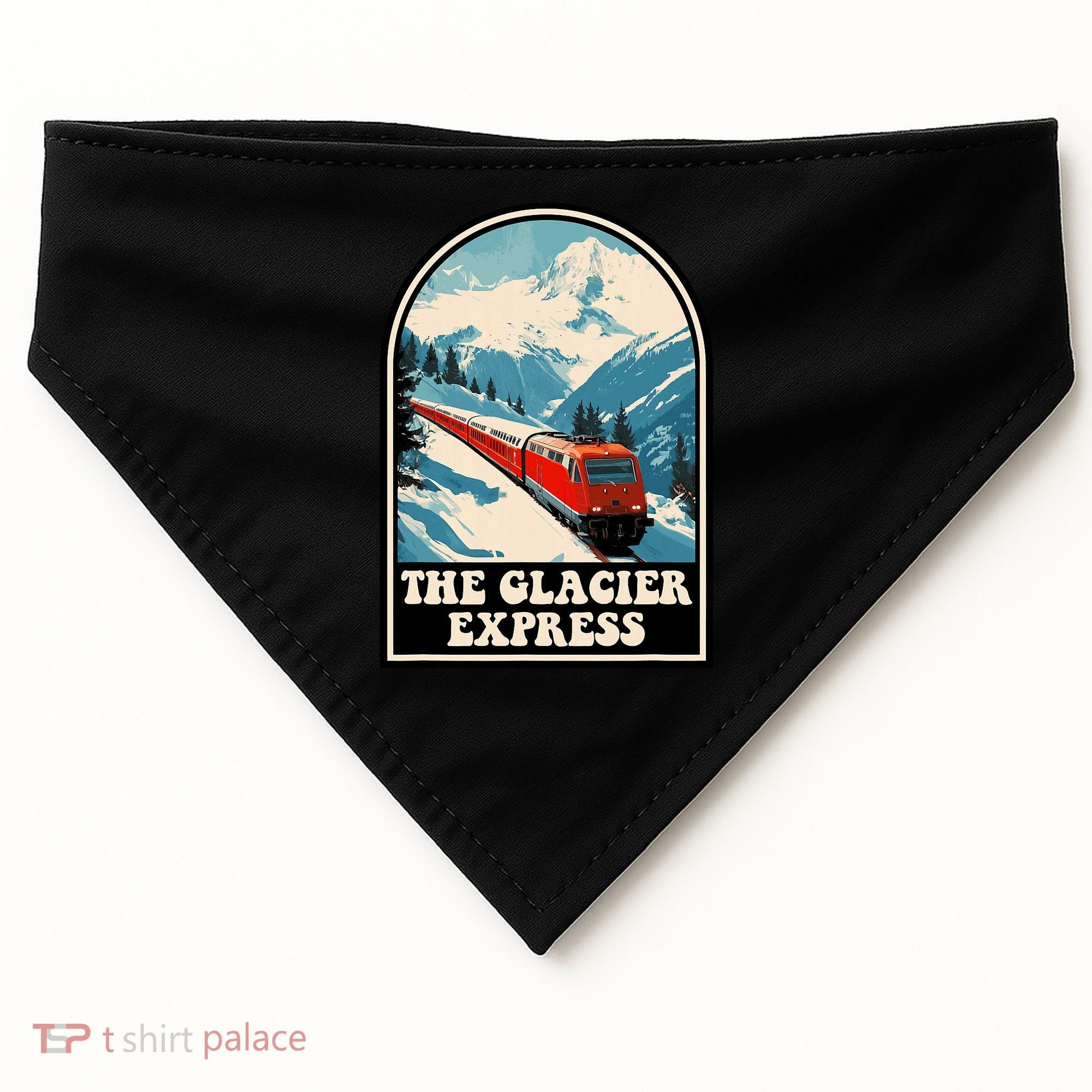 The Glacier Express Switzerland Swiss Train Mountains Winter USA-Made Doggie Bandana