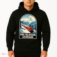 The Glacier Express Switzerland Swiss Train Mountains Winter Hoodie thumb 2