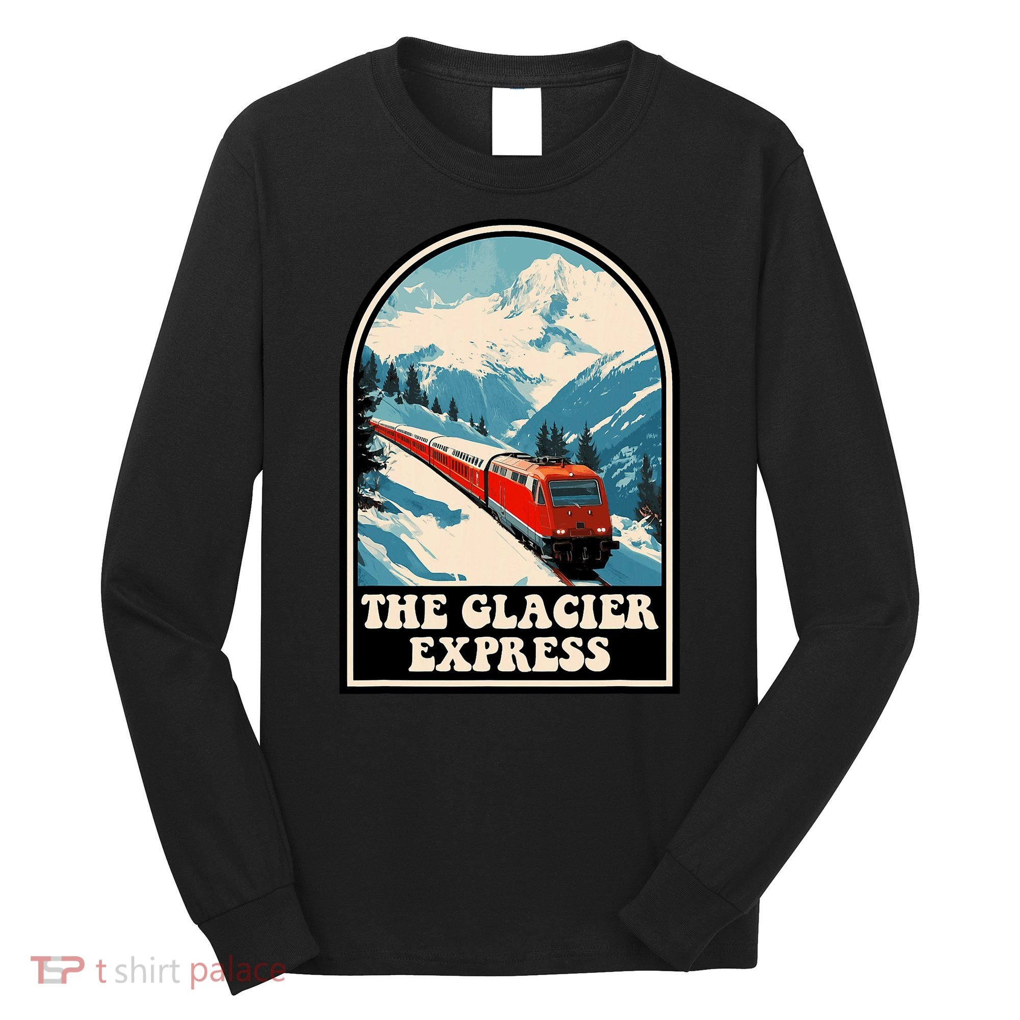The Glacier Express Switzerland Swiss Train Mountains Winter Long Sleeve Shirt