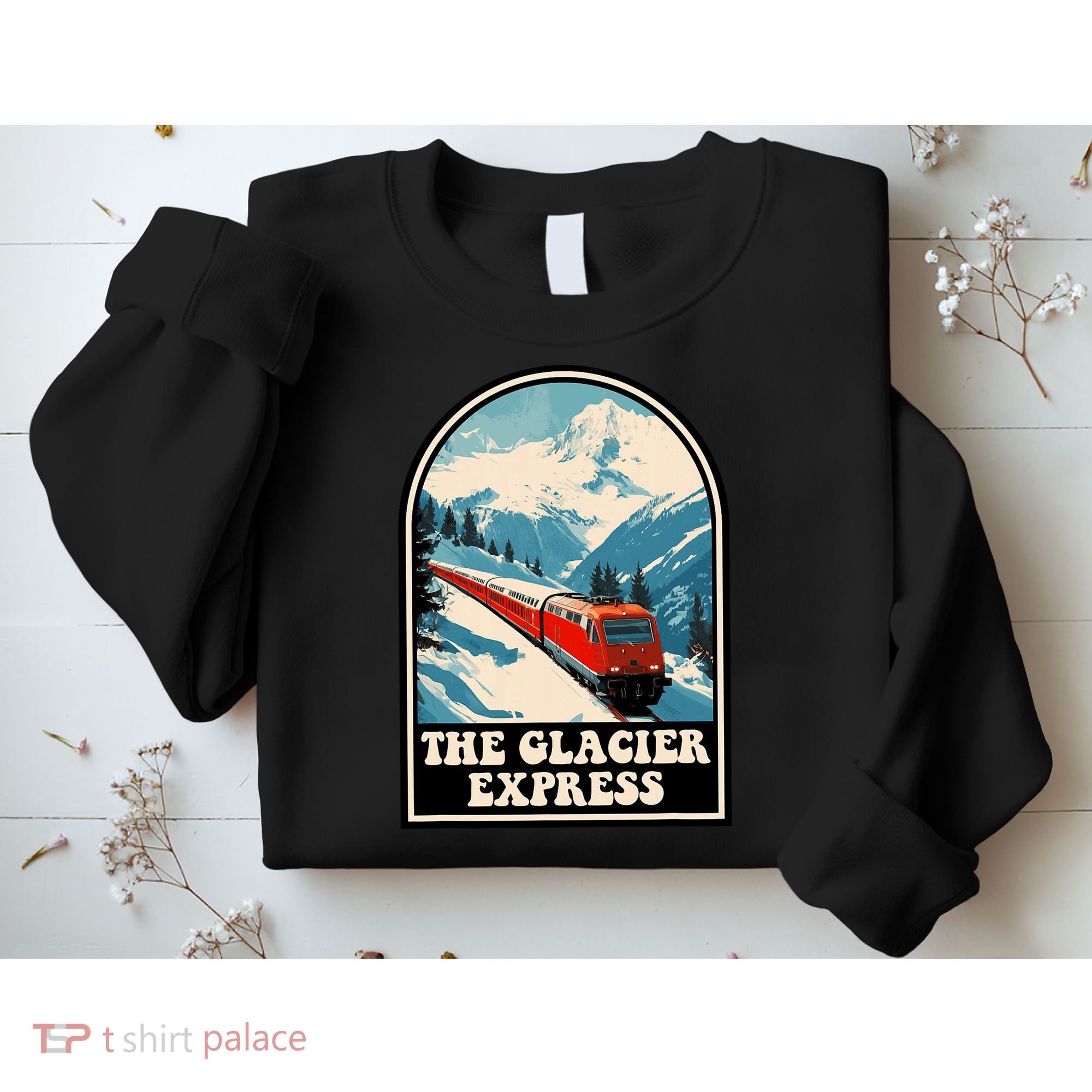 The Glacier Express Switzerland Swiss Train Mountains Winter Sweatshirt