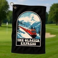 The Glacier Express Switzerland Swiss Train Mountains Winter Golf Towel thumb 1