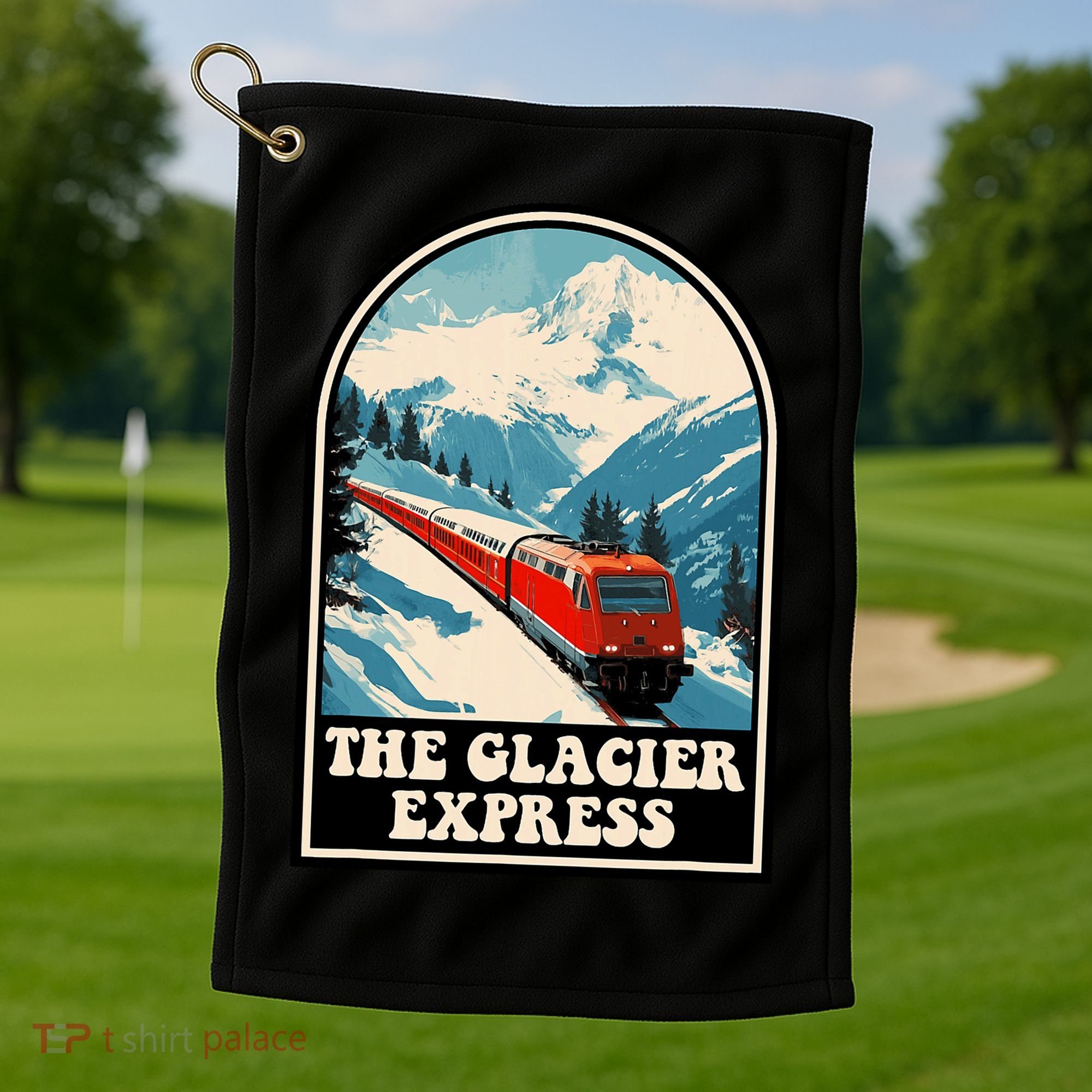 The Glacier Express Switzerland Swiss Train Mountains Winter Golf Towel