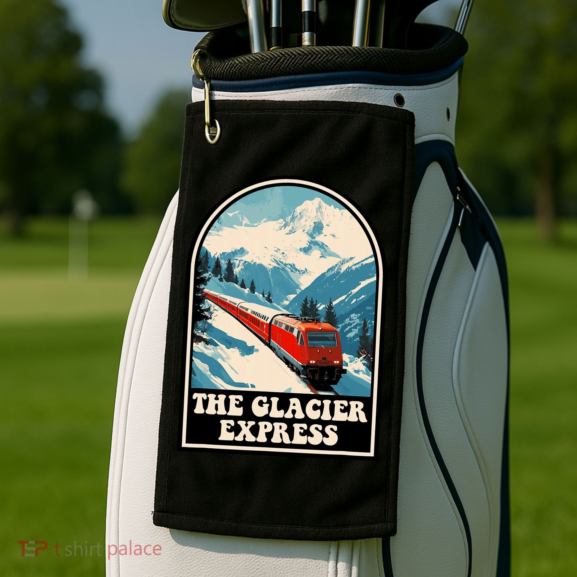 The Glacier Express Switzerland Swiss Train Mountains Winter Golf Towel