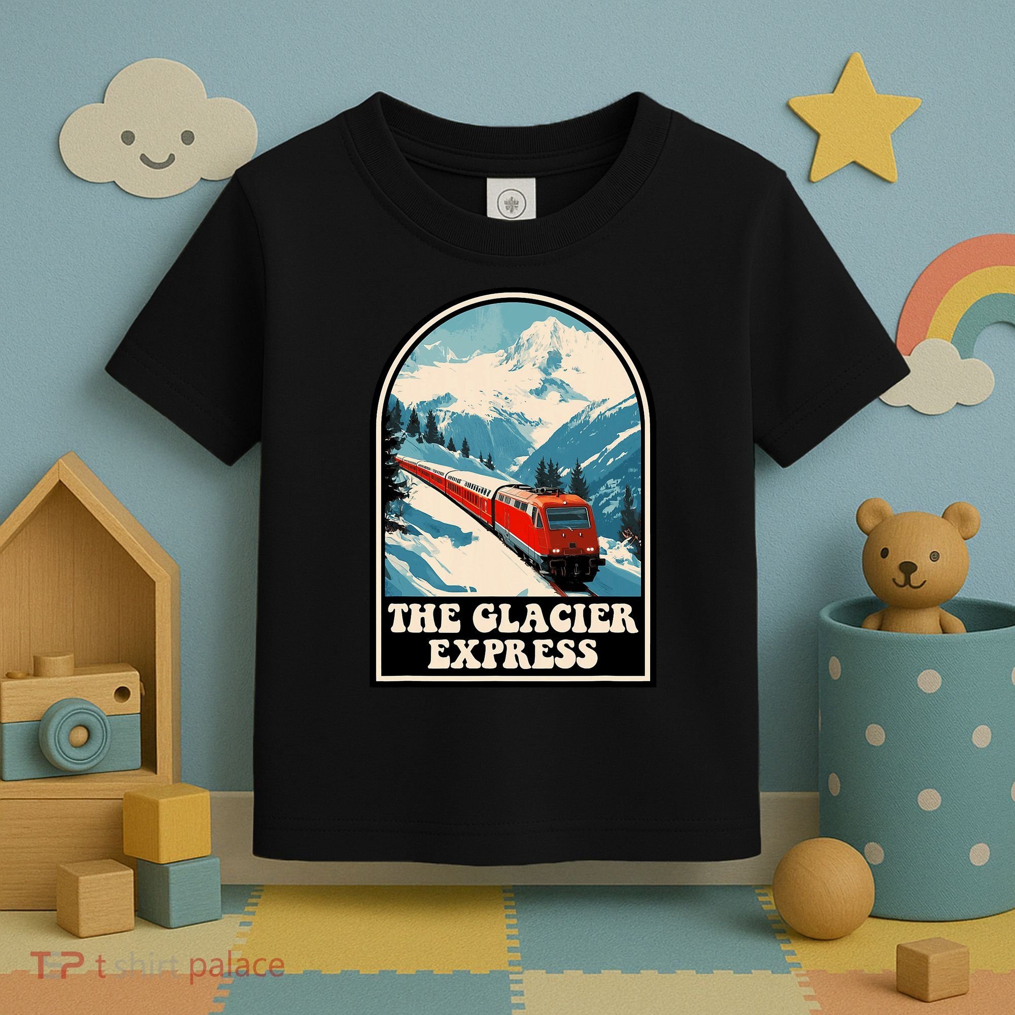 The Glacier Express Switzerland Swiss Train Mountains Winter Toddler T-Shirt