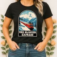 The Glacier Express Switzerland Swiss Train Mountains Winter Women's T-Shirt thumb 2