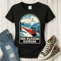 The Glacier Express Switzerland Swiss Train Mountains Winter Women's T-Shirt thumb 3