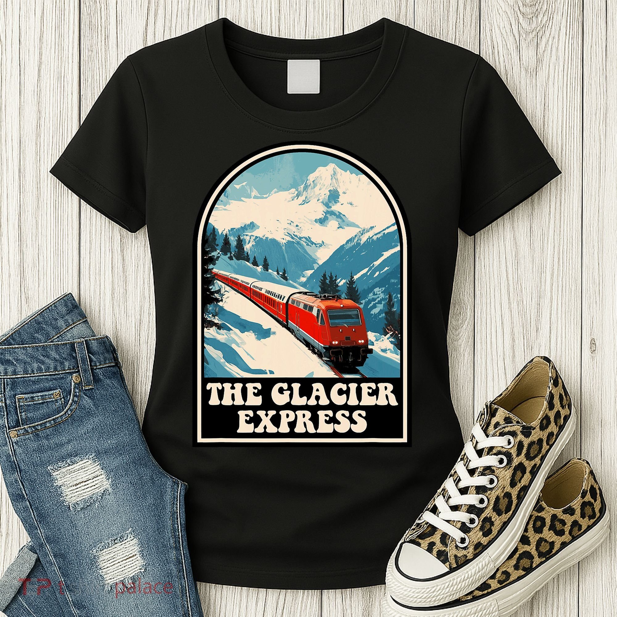 The Glacier Express Switzerland Swiss Train Mountains Winter Women's T-Shirt