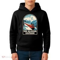 The Glacier Express Switzerland Swiss Train Mountains Winter Kids Hoodie thumb 4