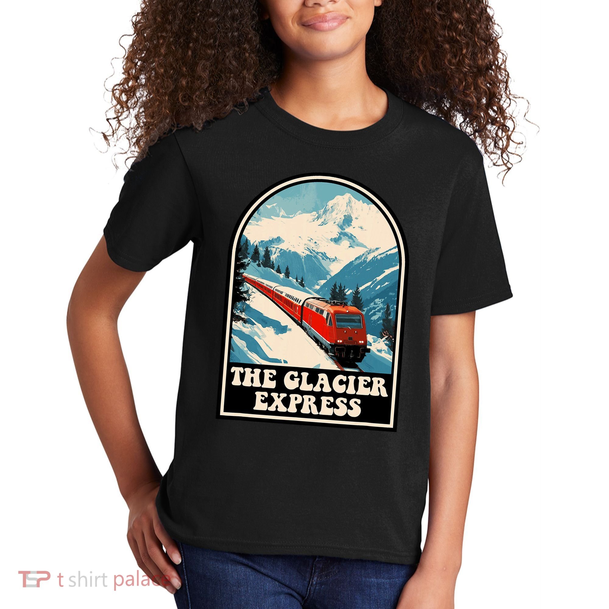 The Glacier Express Switzerland Swiss Train Mountains Winter Kids T-Shirt