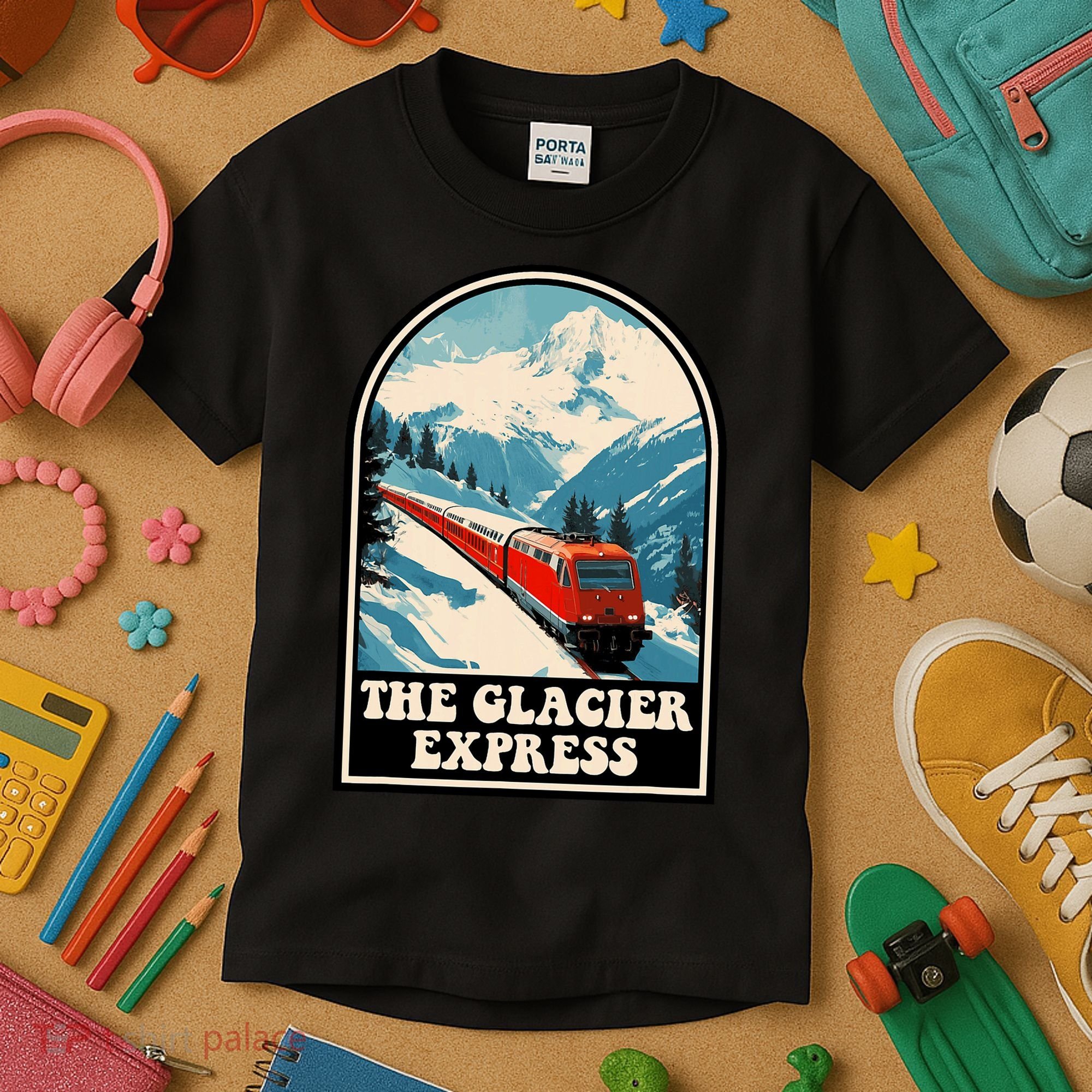 The Glacier Express Switzerland Swiss Train Mountains Winter Kids T-Shirt