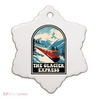 The Glacier Express Switzerland Swiss Train Mountains Winter Ceramic Ornament thumb 0