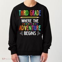 Third Grade Funny Where The Adventure Begins Teacher Women's Sweatshirt thumb 0