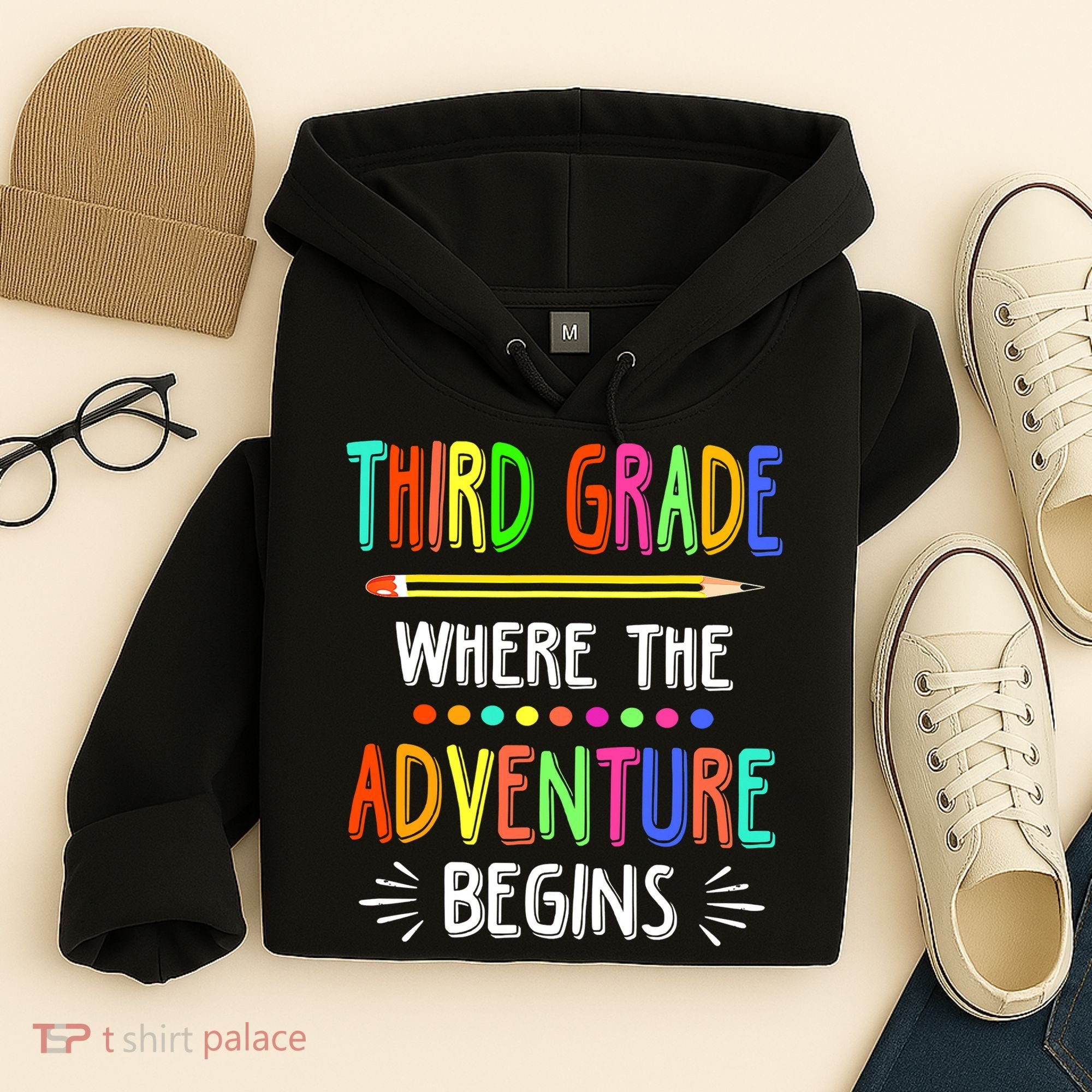 Third Grade Funny Where The Adventure Begins Teacher Hoodie