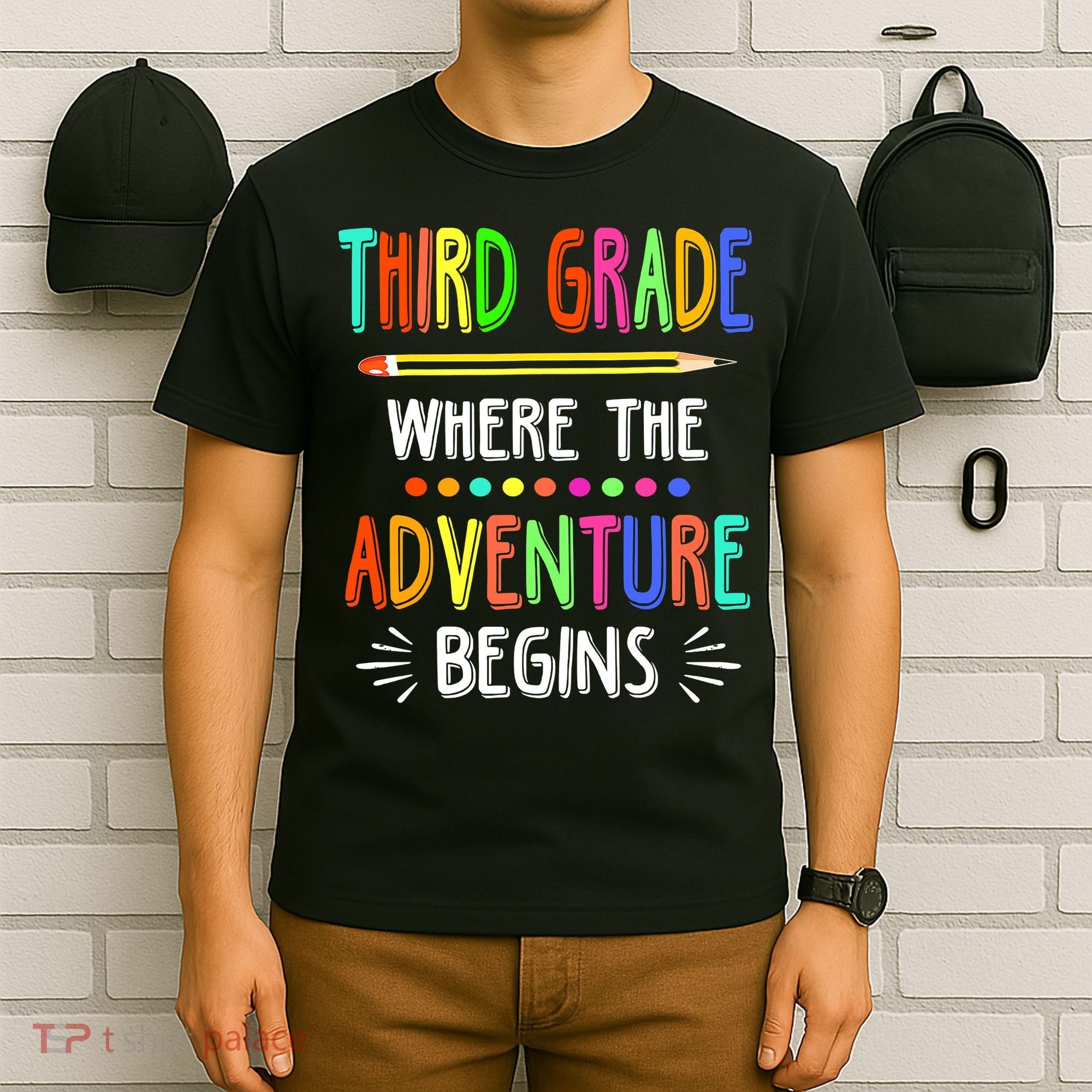 Third Grade Funny Where The Adventure Begins Teacher T-Shirt