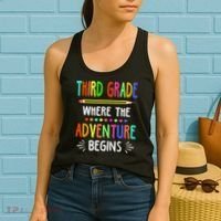 Third Grade Funny Where The Adventure Begins Teacher Women's Tank Top thumb 2