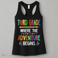 Third Grade Funny Where The Adventure Begins Teacher Women's Tank Top thumb 3