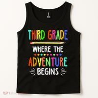 Third Grade Funny Where The Adventure Begins Teacher Tank Top thumb 2