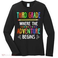 Third Grade Funny Where The Adventure Begins Teacher Women's Long Sleeve Shirt thumb 0