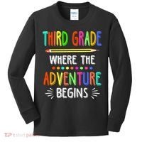 Third Grade Funny Where The Adventure Begins Teacher Kids Long Sleeve Shirt thumb 0