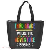 Third Grade Funny Where The Adventure Begins Teacher Tote Bag thumb 0
