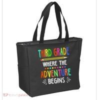 Third Grade Funny Where The Adventure Begins Teacher Tote Bag thumb 2