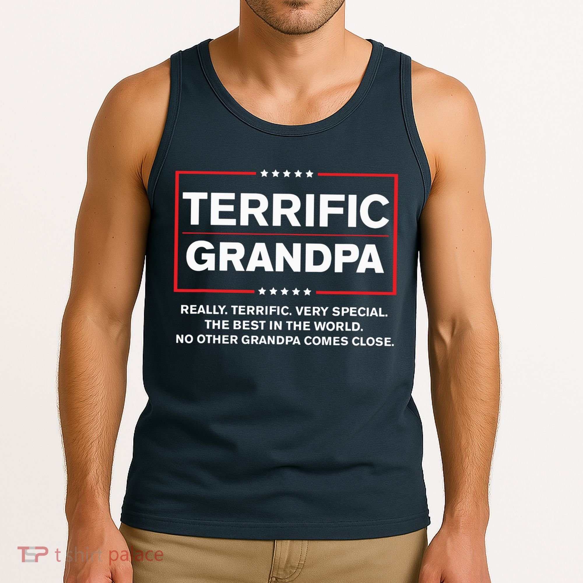 Terrific Grandpa Funny Donald Trump Campaign Style Tank Top