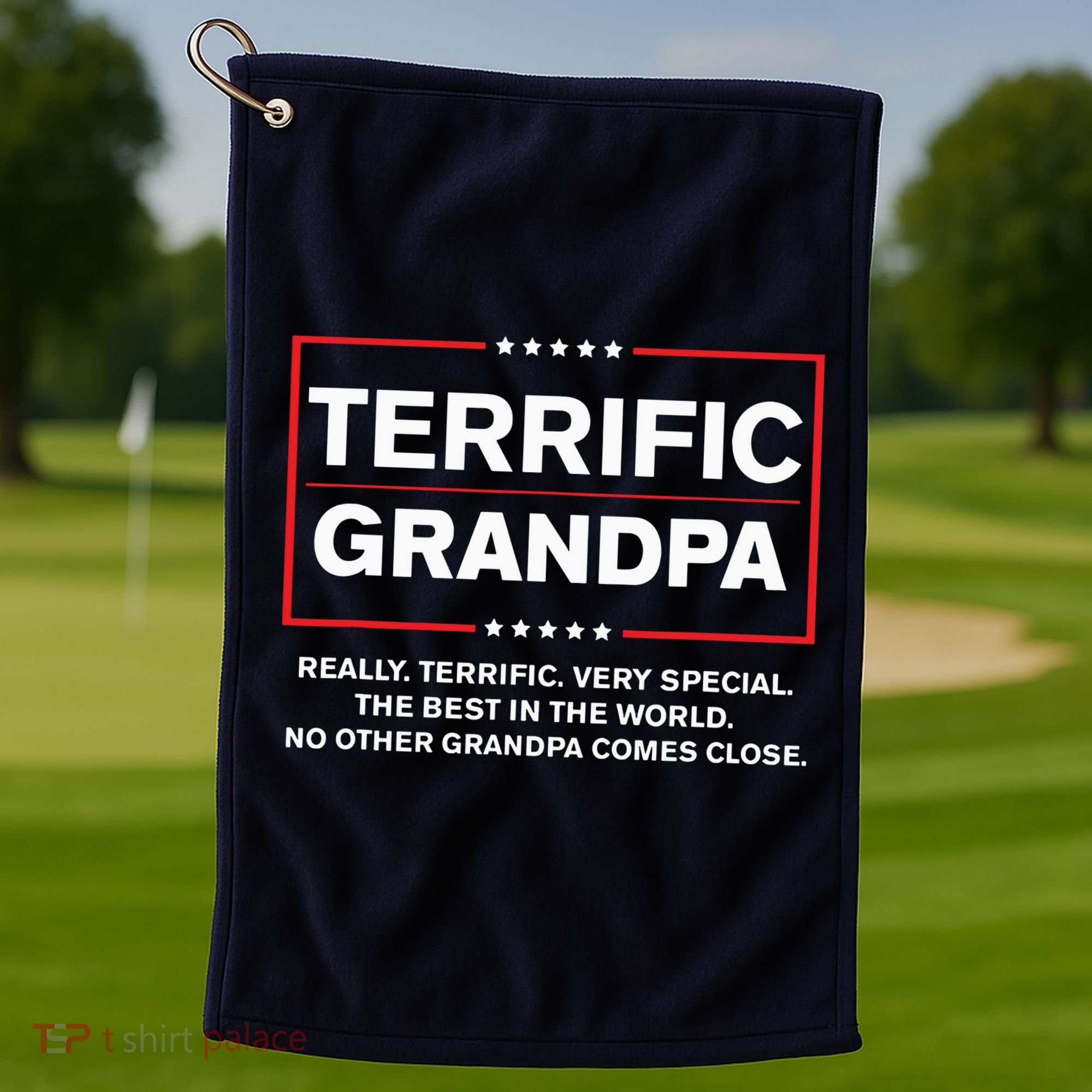 Terrific Grandpa Funny Donald Trump Campaign Style Golf Towel