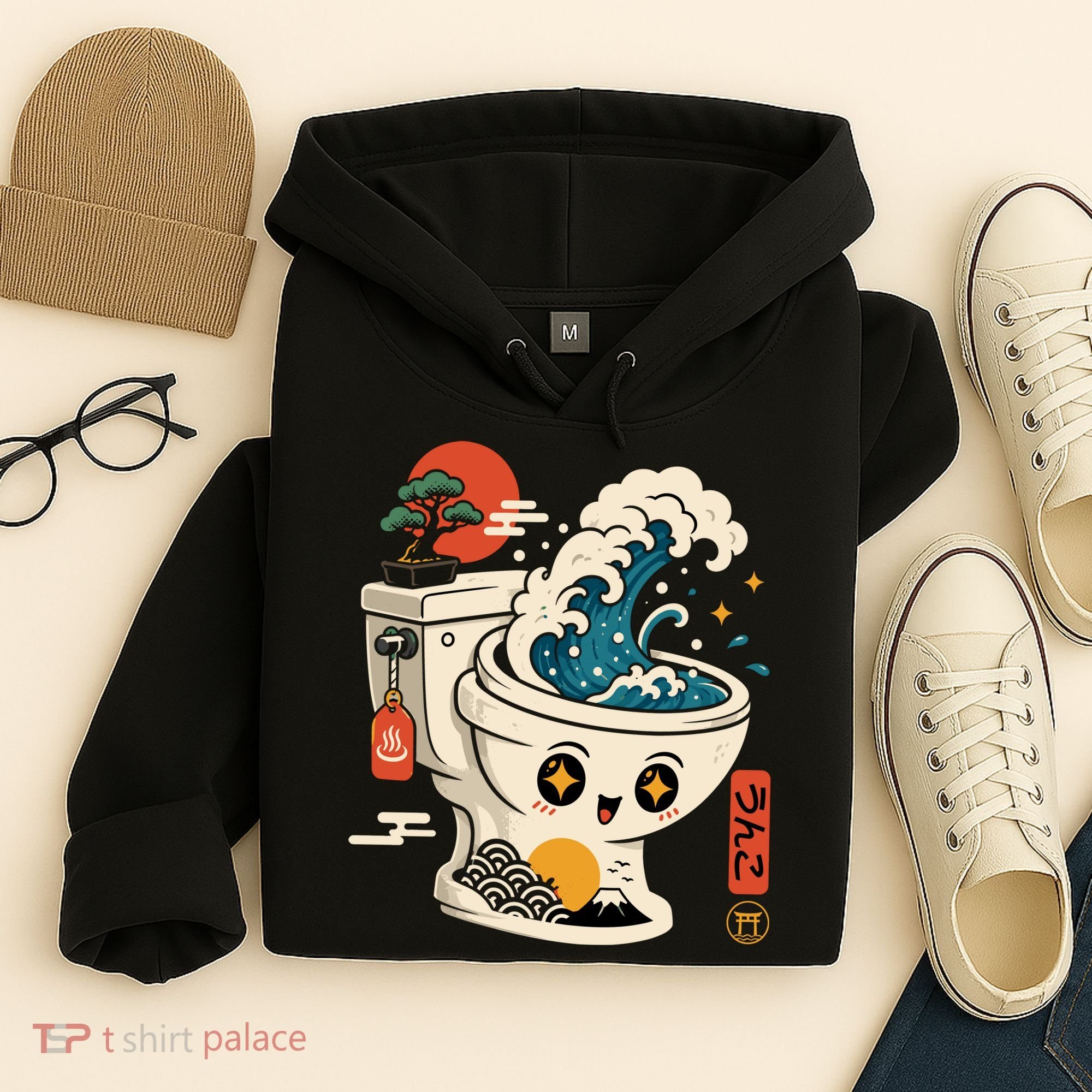 The Great Flush Wave Funny Toilet Spoof Hoodie