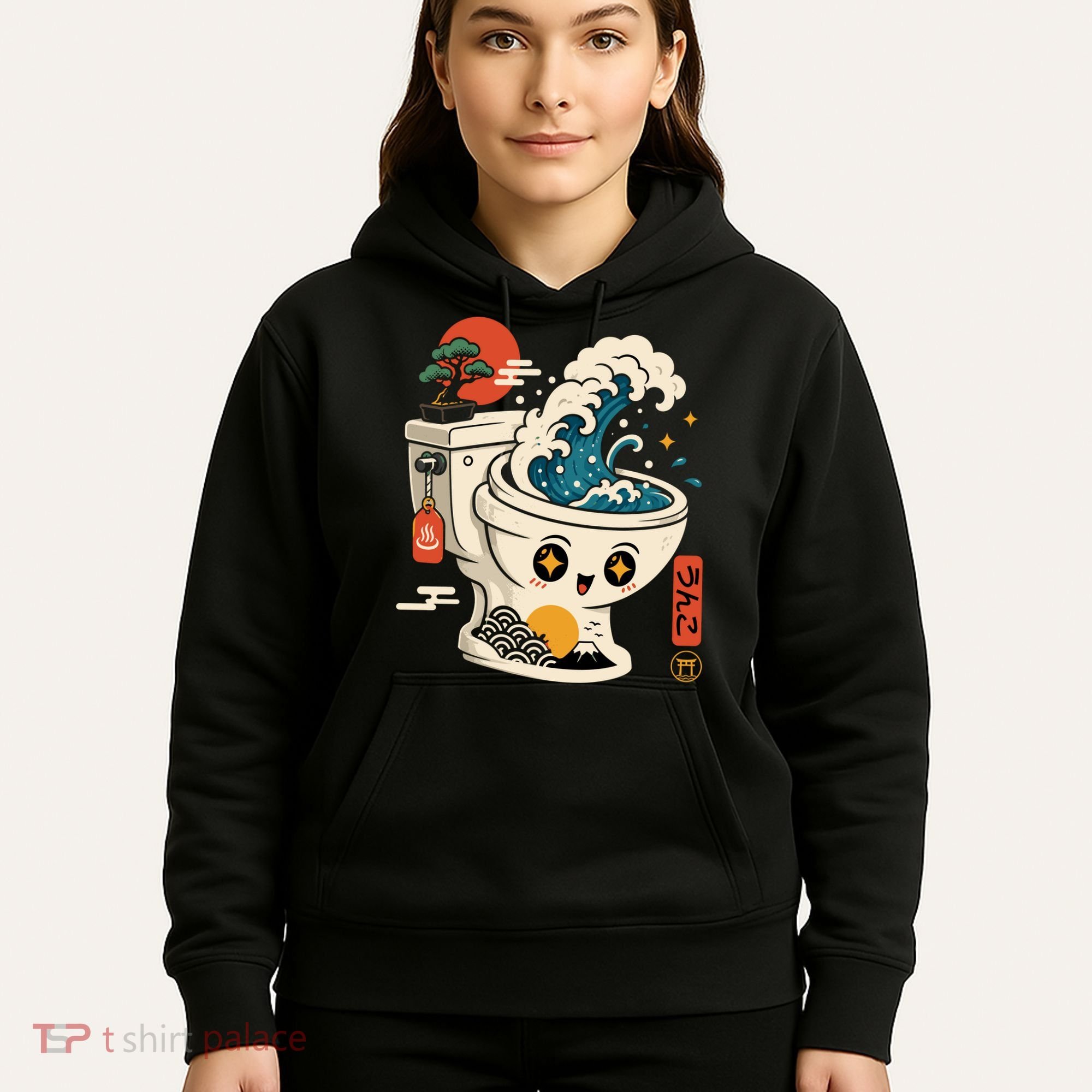 The Great Flush Wave Funny Toilet Spoof Hoodie