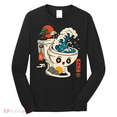 The Great Flush Wave Funny Toilet Spoof Long Sleeve Shirt