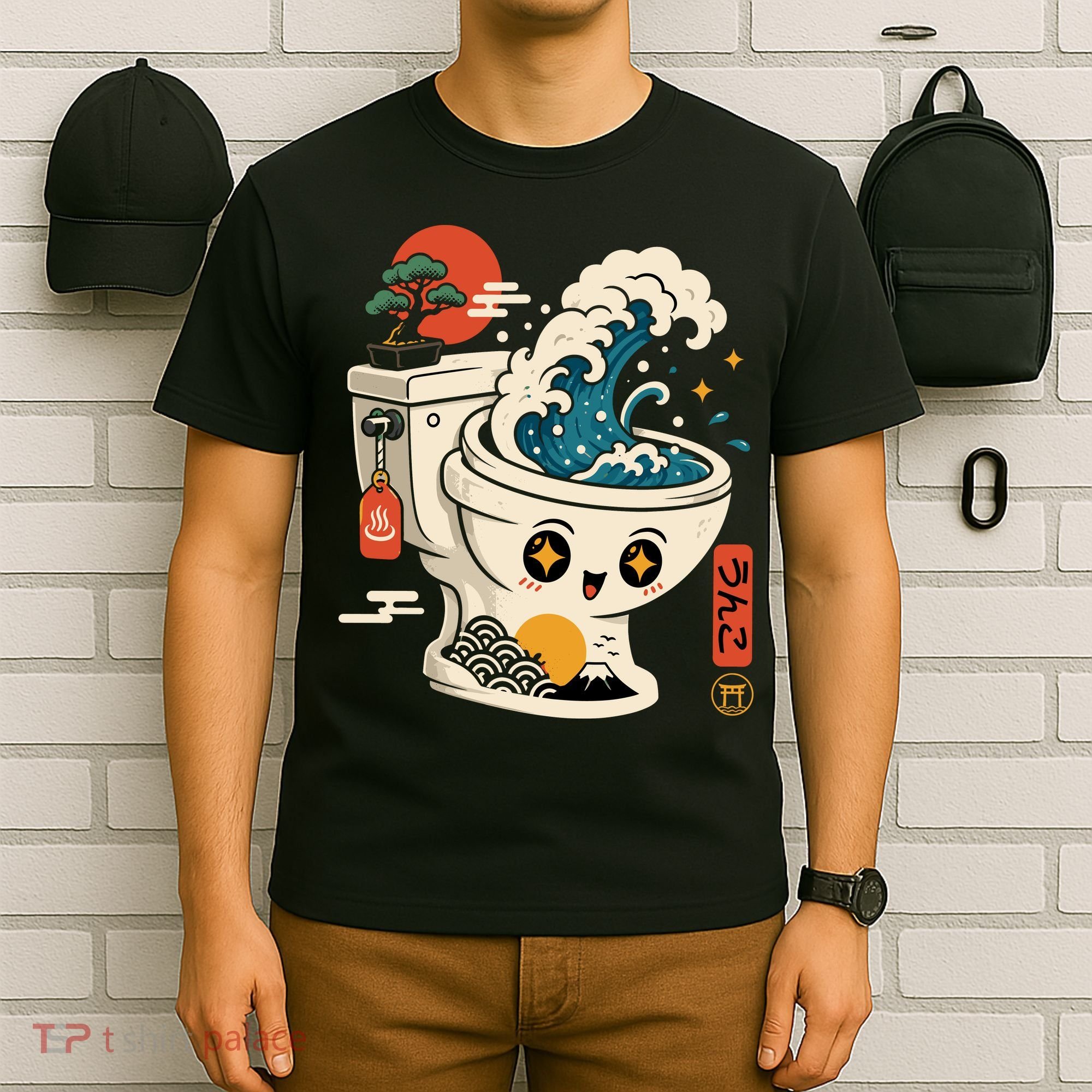 The Great Flush Wave Funny Toilet Spoof T-Shirt