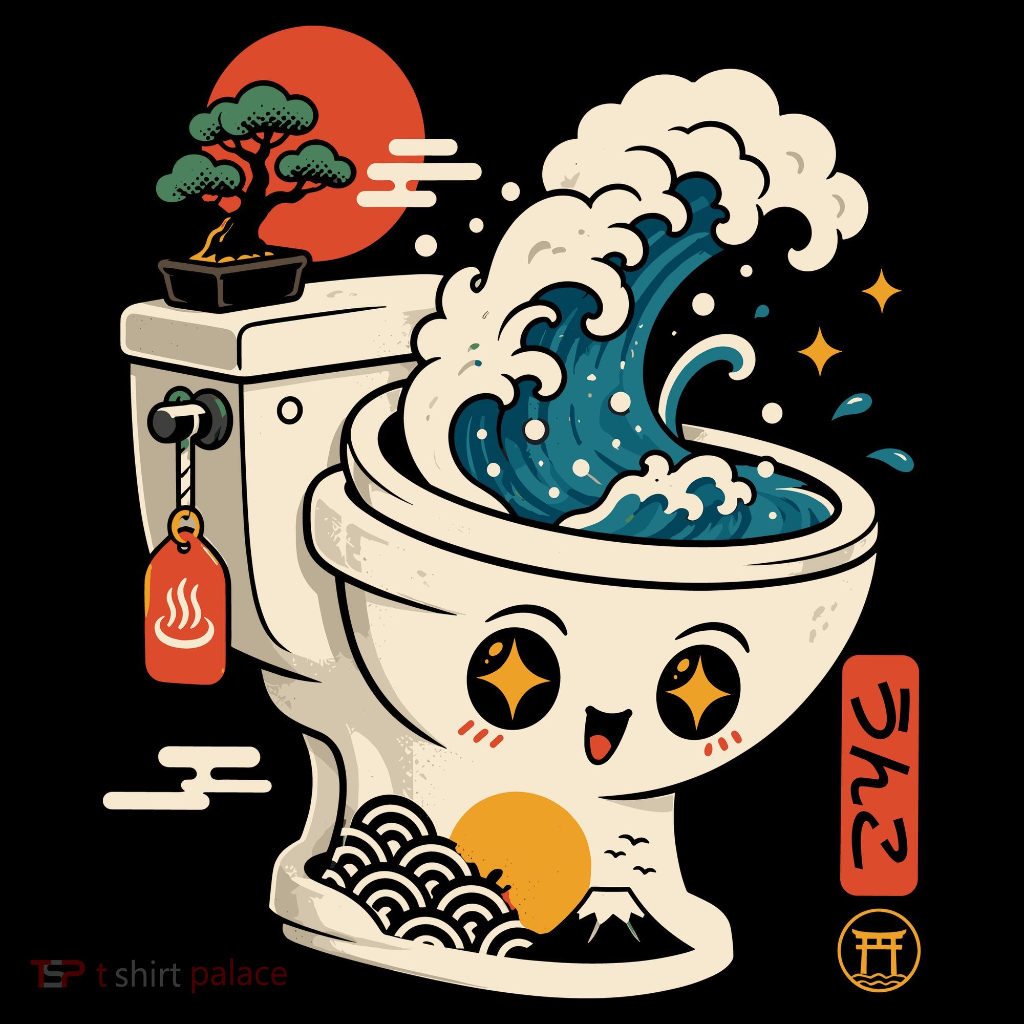The Great Flush Wave Funny Toilet Spoof T-Shirt