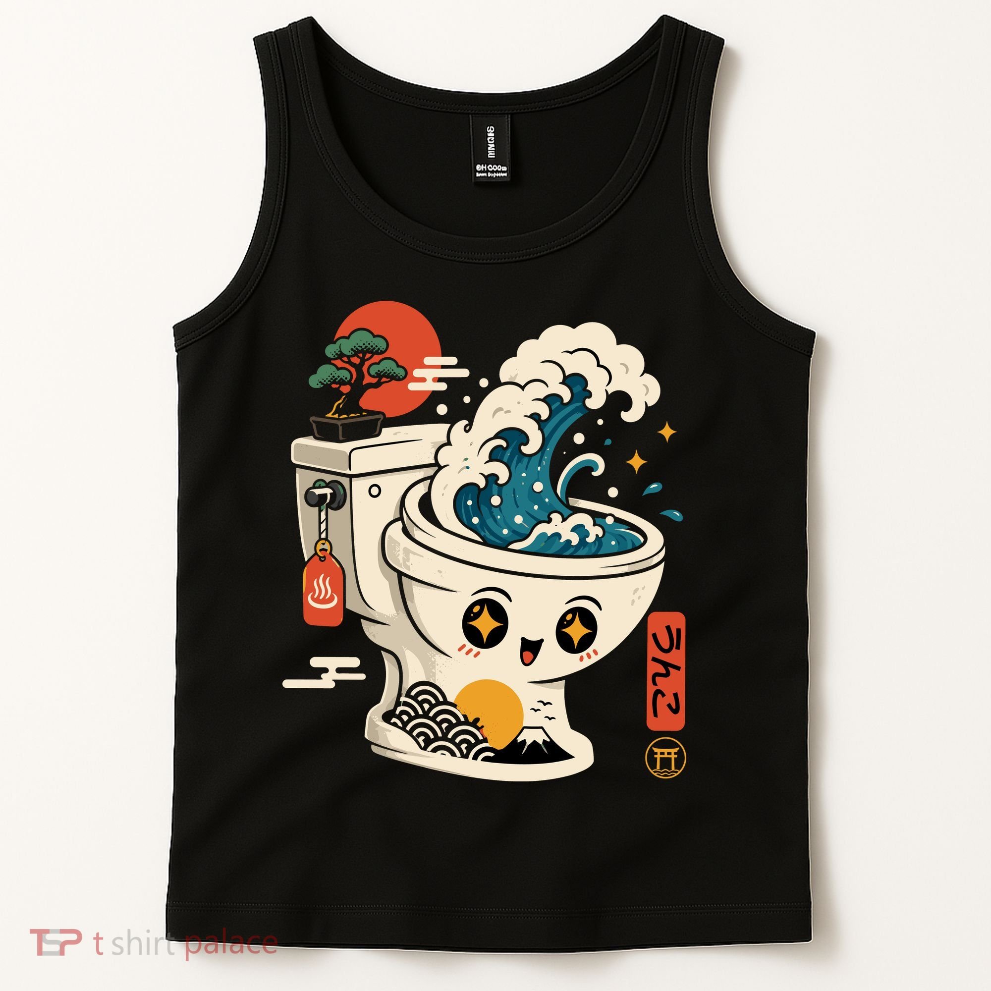 The Great Flush Wave Funny Toilet Spoof Tank Top