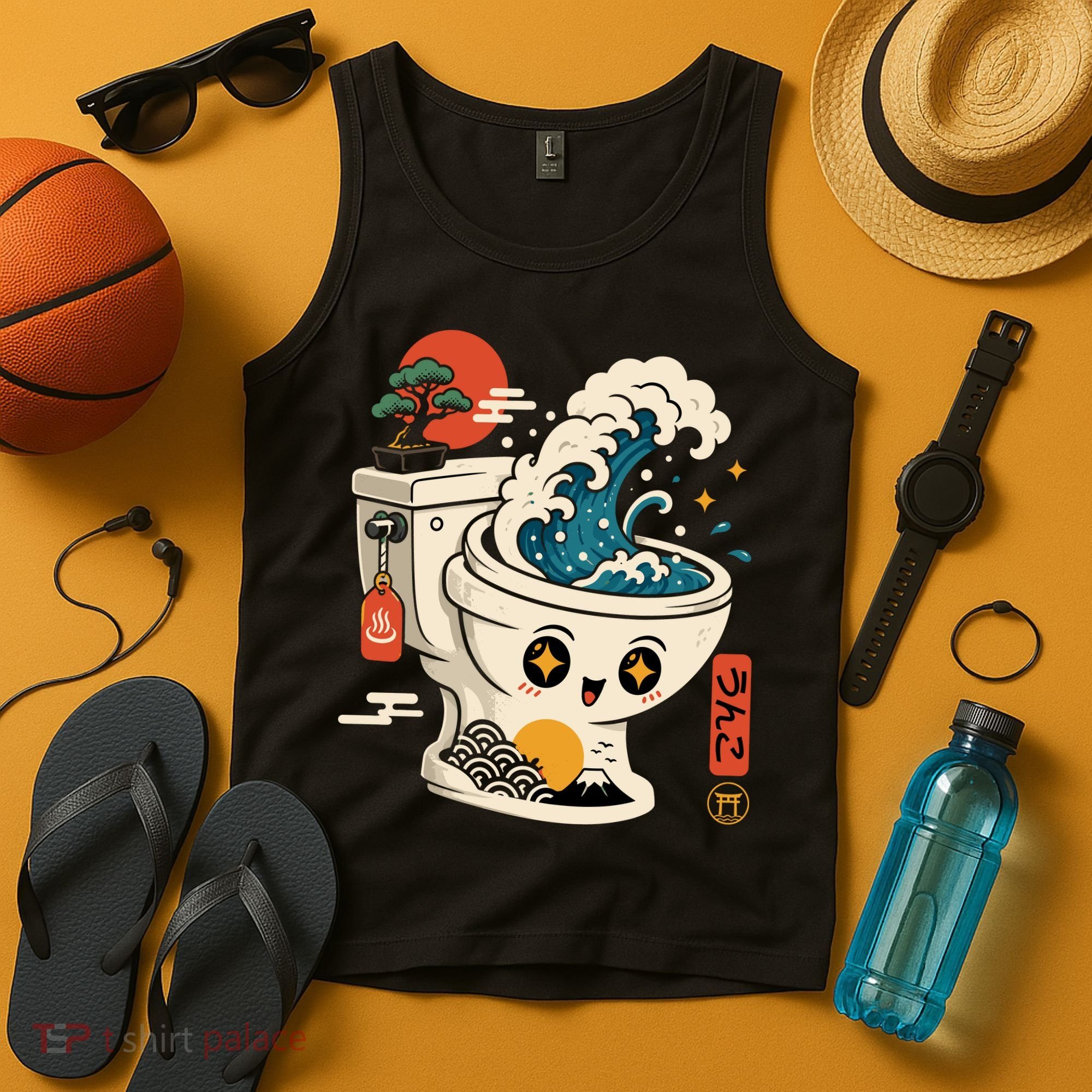 The Great Flush Wave Funny Toilet Spoof Tank Top