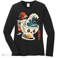 The Great Flush Wave Funny Toilet Spoof Women's Long Sleeve Shirt thumb 0