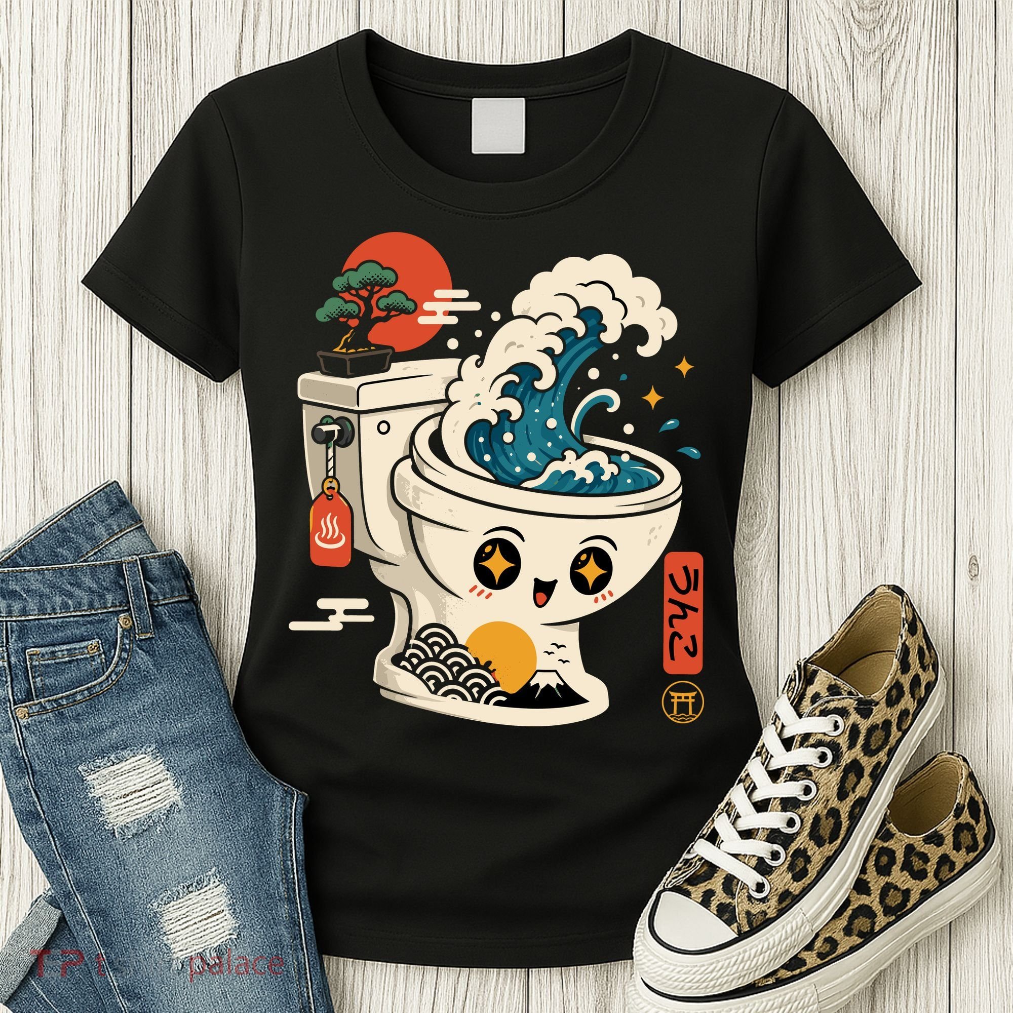 The Great Flush Wave Funny Toilet Spoof Women's T-Shirt