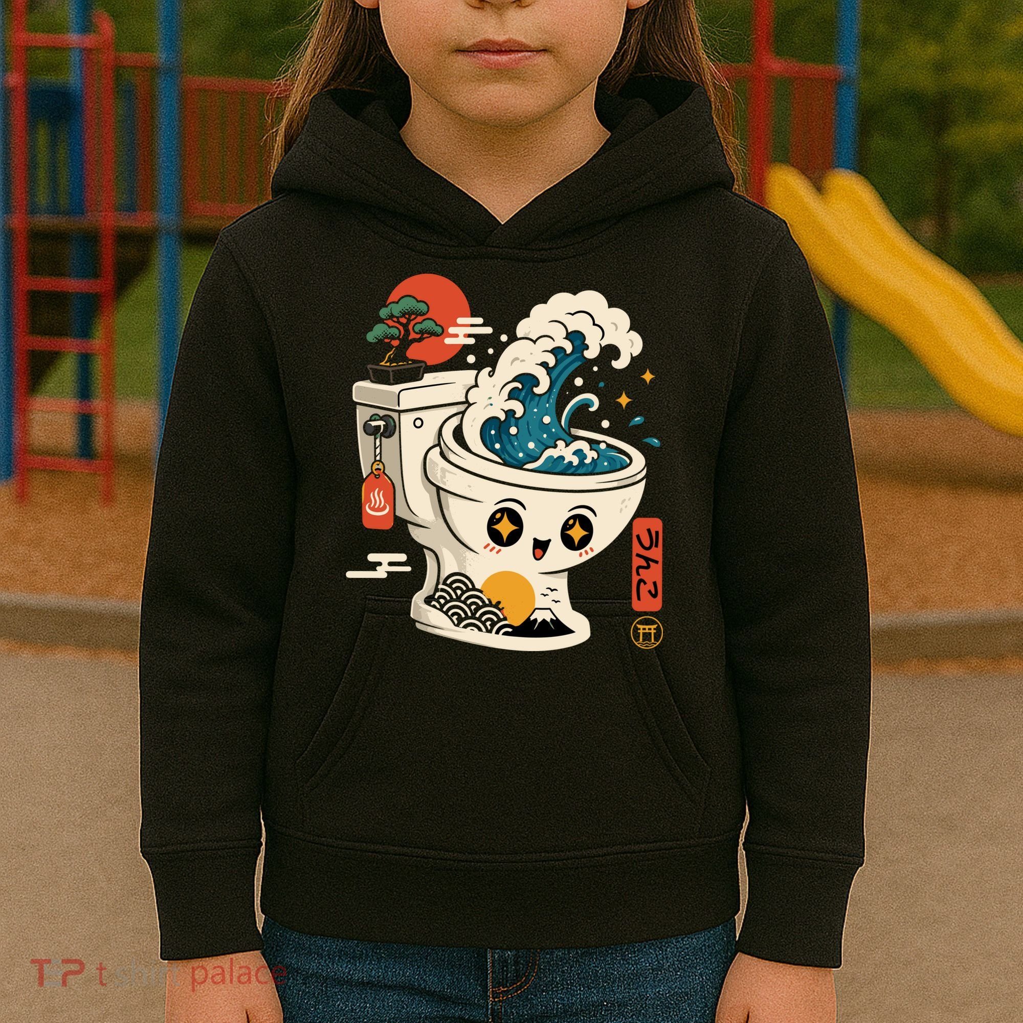 The Great Flush Wave Funny Toilet Spoof Kids Hoodie