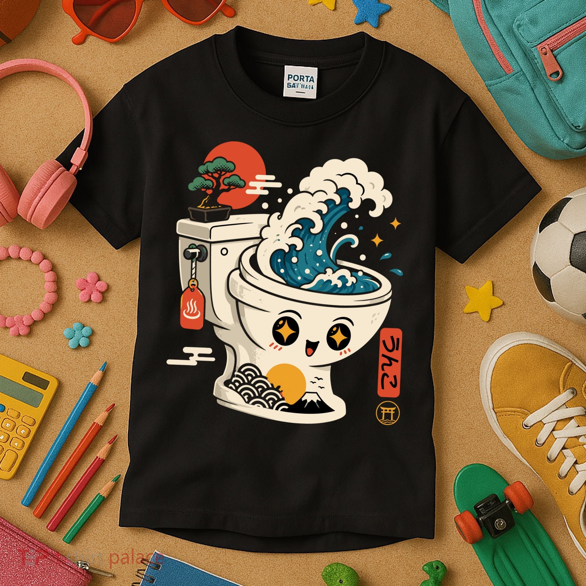 The Great Flush Wave Funny Toilet Spoof Kids T-Shirt